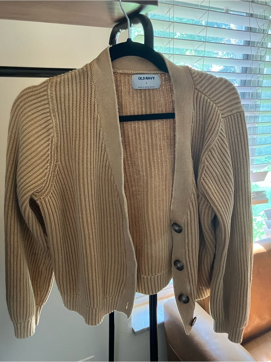 Old Navy Sweaters - Old Navy Beige Ribbed Button-Front Cardigan